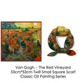 Van Gogh Red Vineyard twill small square scarf 53cm silk-like art neck wrap scarf - The Red Vineyard