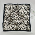 Elegant leopard print square silk scarf with classic black border and beige base - New Black-edged Leopard Print Small Square Scarf/silk Scarf / 65