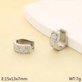 Orecchini a U in acciaio inossidabile argento con zirconi incastonati, 15x13mm - Color Acciaio