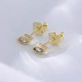 Minimalist S925 sterling silver gold-plated stud earrings with marquise-cut zircon stones - 925 Silver / Yellow