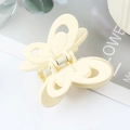 Elegant cream yellow butterfly hair claw clip with matte finish for women - Rubber Beige