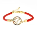 Adjustable red braided rope bracelet with gold MAMA charm and colorful zircon stones - Red Rope with Lobster Clasp
