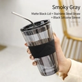 Smoky grey glass tumbler with black silicone sleeve, lid, and stainless steel straw - Smoky Grey + Black Lid + SS Straw + Black Silicone Sleeve