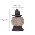Vintage cast iron rope holder with bird topper and jute twine, 8.5cm wide by 16cm high - Bird (7533)