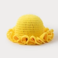 Handmade crochet knit fisherman hat in vibrant yellow with wavy ruffled brim - One Size / Light Yellow