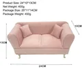 Pink velvet mini sofa jewelry box with gold metal legs, 24x10x13cm dollhouse furniture - Sakura Pink Double Sofa
