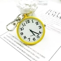 Portable yellow quartz pocket watch with clear large numbers and silver keychain clip - Yellow