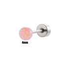 Pendiente de cartílago con ópalo rosa, perla de 4mm y reverso plano plateado - Individual (4mm) / 11# Rosa Claro