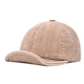 Retro corduroy short brim baseball cap in light khaki with soft textured finish - Adjustable / Khaki