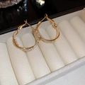 Golden spiral twisted hoop earrings with sparkling rhinestones in a white jewelry box - Zirconia Wrapped Spiral (4#) / Gold
