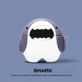 Cartoon shark silicone case for AirPods in grey-purple and white colorway - Shark + Carabiner / AirPods 1/2 Gen