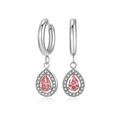Orecchini pendenti in argento con pietre rosa a goccia e incastonatura halo - Tono Acciaio Zirconia Rosa
