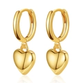 Classic 18K gold plated heart pendant hoop earrings with a mirror polished finish - 18K Gold / Gold (KE0540)