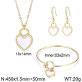 Set gioielli 3 pezzi in acciaio al titanio dorato con cuori in smalto bianco per donna - Oro Bianco(KS199049-Z)