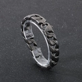 Industrial style antique silver Cuban link chain bracelet for men in stainless steel - Antiqued Black (KB76212-BD)