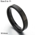 Klassischer 4mm schwarzer polierter Edelstahlring im minimalistischen Stil für Paare - US 5 / Damen 4mm (KR102947-WGBL) / Schwarz