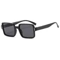 Classic black square frame sunglasses with sleek silver rivets and dark tinted lenses - Black Frame Grey Lens