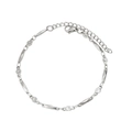 Sleek silver stainless steel link bracelet with lobster clasp and adjustable extension chain - Style 5 Silver Geometric Bracelet (17+5cm)