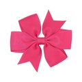Handmade bright pink ribbed ribbon bow hair clip for girls, stylish kids hair accessory - Hot Pink