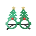 Sparkly green Christmas tree glasses frame with red pompoms for holiday party - Star Green Tree / One Size