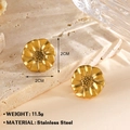 Golden flower earrings in stainless steel with textured petals measuring 2cm x 2cm - Gold Flower Stud Earrings Style 1