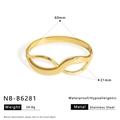 18K gold-plated wavy geometric stainless steel cuff bracelet with 60mm inner diameter - Intertwined Wave Design (NB-B6281)