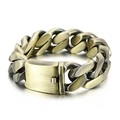 Vintage bronzen roestvrijstalen Cubaanse kettingarmband met geborstelde metalen finish - Brons