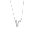 Fashionable silver necklace with zircon inlaid V-shaped letter pendant for women - Letter V