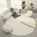 Modern minimalist round rug with beige and brown woven geometric patterns in a cozy living room - 60x60cm / Style C