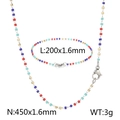 Colorful beaded stainless steel necklace and bracelet set with dimensions and weight info - Mixed Color