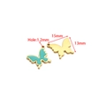 Turquoise butterfly charm in gold finish with 15mm width and hole size detail - Butterfly (Single Loop) / 13*15mm (Hole: 1.2mm) (ai-5 Pieces/Pack) / Gold Blue
