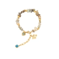 Bracciale in pietre naturali con ciondoli cuore dorato, occhio di Horus e malocchio - Occhio di Horus e Cuore Stile (1#)