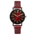 Montre quartz femme avec cadran dégradé rouge et bracelet milanais magnétique rouge - Rouge
