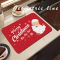 Absorbent Christmas dish drying mat with Santa Claus and Merry Christmas typography - Christmas Draining Mat-7