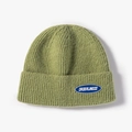 Gorro de punto acanalado verde hierba con parche Orderliness para invierno cálido - Verde Hierba (21B024)