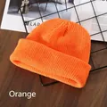 Cozy orange ribbed knit beanie for winter made from high-elastic acrylic blend yarn - Orange