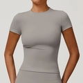 Slim fit light grey quick-dry athletic t-shirt for women in high-stretch fabric - Frost Grey