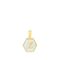 18k gold plated stainless steel hexagonal necklace with shell inlay and letter Z pendant - Letter Z