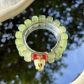 Elegant bracelet with light green square beads, gold spacers and a butterfly charm - S047-green Butterfly Beaded Bracelet #sz334