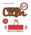 Biglietto porta contanti natalizio con Babbo Natale per banconote da 20 dollari - Contanti di Natale - $20 (Senza soldi)
