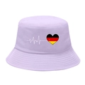 Light purple bucket hat with German flag heart and pulse line embroidery design - M / 2# Heartbeat German Flag - Purple