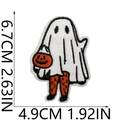 Embroidered Halloween ghost patch with pumpkin basket and measurements 6.7x4.9cm - Pumpkin Basket Ghost (11)