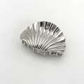 Elegant large shell-shaped hair claw clip in polished silver finish alloy for women - Large / Silver