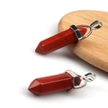 Polished red jasper hexagonal prism pendants with metal clasp for yoga necklaces - Red Jasper