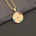 Collar con colgante de ojo en acero inoxidable dorado sobre una base de piedra gris - Estilo de Ojo de Goteo de Aceite Colorido (4#)