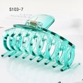 Detail of mint green resin hair claw clip with transparent texture and metal spring - Transparent Green 7#