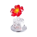 Exquisite red crystal flower in a transparent swan base on a round mirror pedestal - Single Stem Heart Flower-Red
