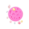Pink silicone marine life mold with shells and starfish for DIY fondant cake decoration - Style 1 / Pink
