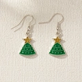 Eleganti orecchini ad albero di Natale minimalisti con smalto verde e stella d'oro - Albero di Natale