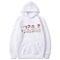 Weißer Weihnachts-Hoodie mit festlichen Cartoon-Geistern und buntem Print - S / Weiß